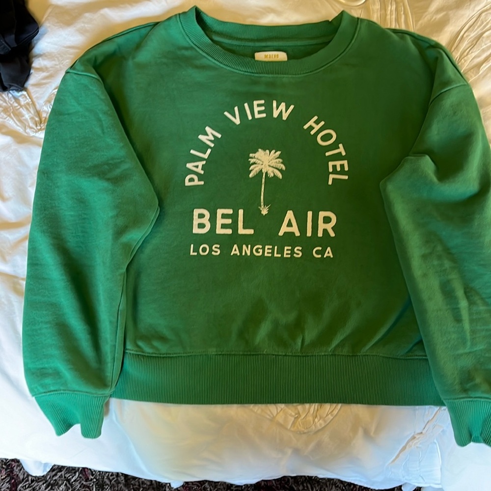 Maeve sweatshirt. Size small, green, Palm View Hotel